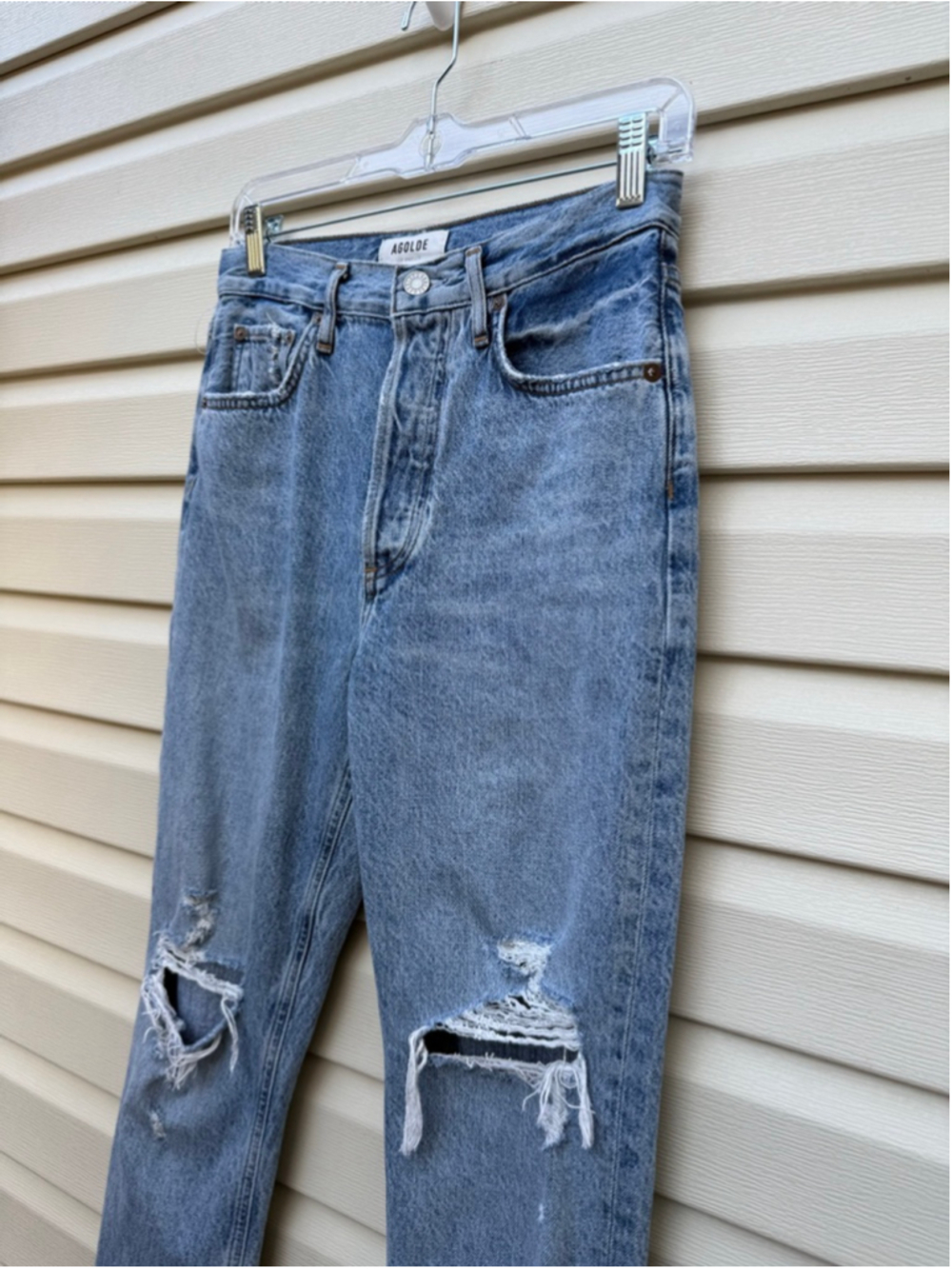 AGOLDE Riley High Rise Straight Crop Jeans 26 Distressed Light Wash - Picture 3 of 8